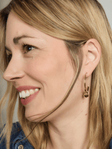 Immaculate Vegan - Under Her Eyes DARYL CHARM SMALL HOOPS <br> 18k Gold Plated - Red Tiger Eye Gold / 18k Gold Plated Silver