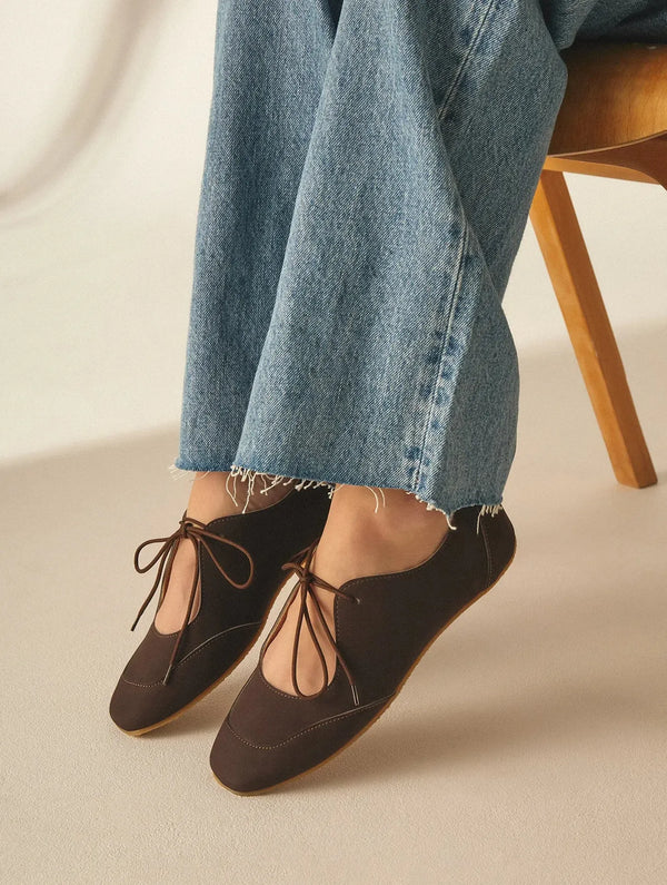 Agazi Louise Vegan Plant Leather Ballerina Flats | Brown UK3 / EU36 / US5