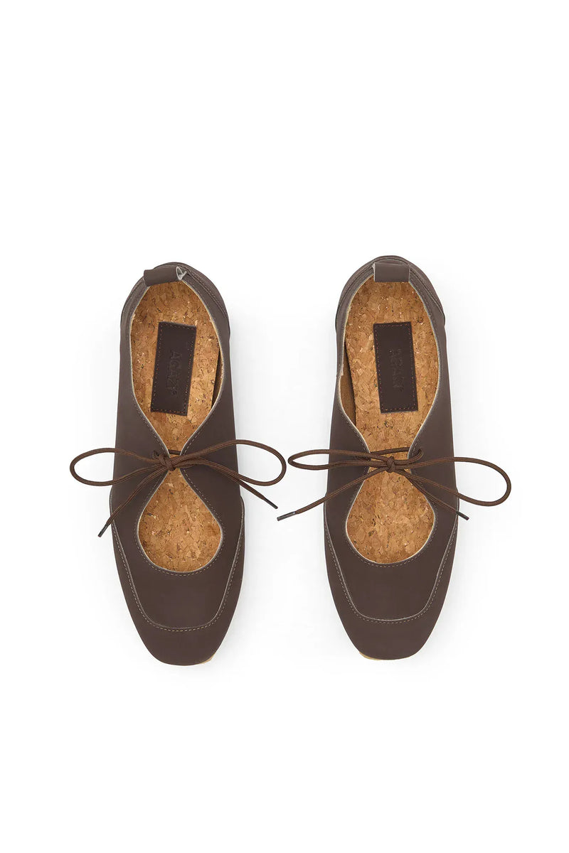 Agazi Louise Vegan Plant Leather Ballerina Flats | Brown