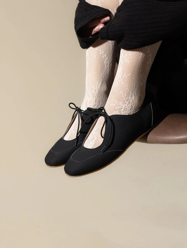 Agazi Louise Vegan Plant Leather Ballerina Flats | Black UK3 / EU36 / US5