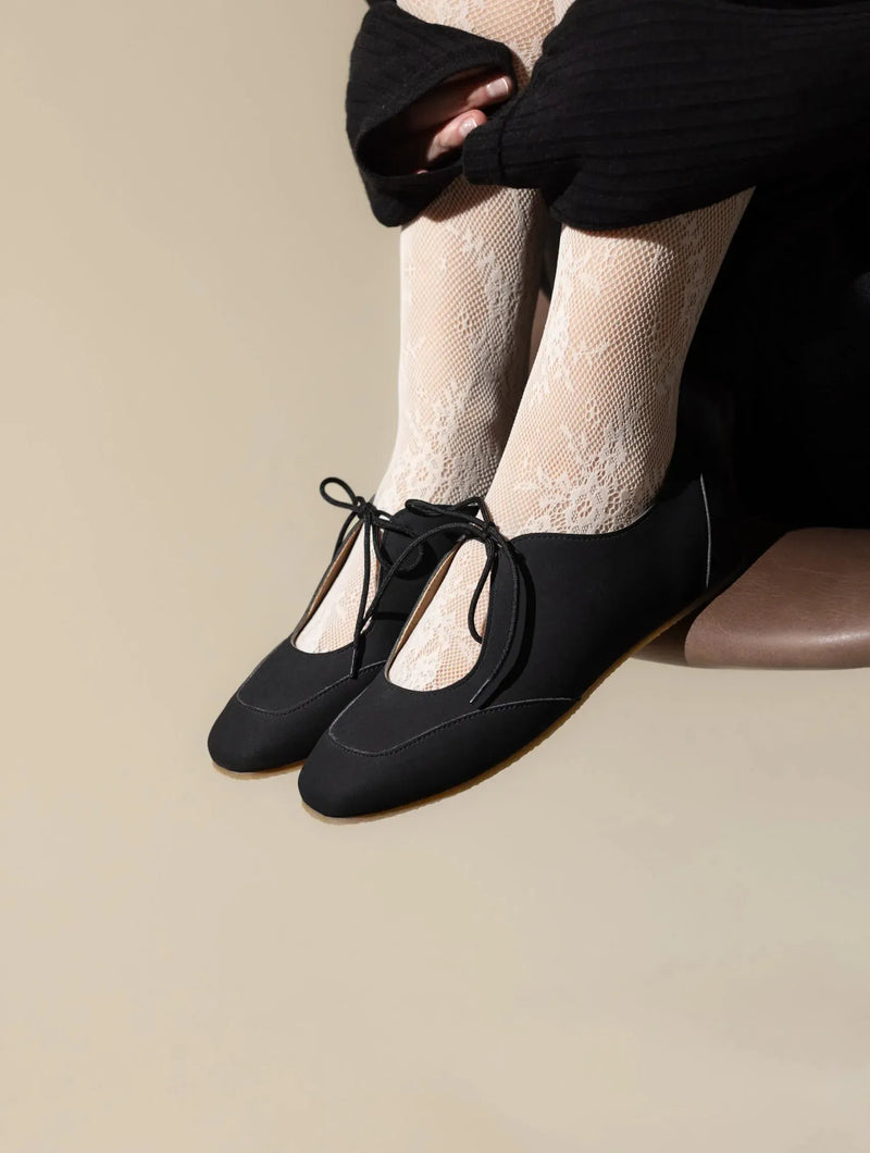 Agazi Louise Vegan Plant Leather Ballerina Flats | Black UK3 / EU36 / US5