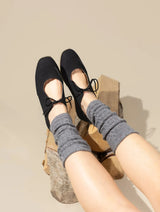 Immaculate Vegan - Agazi Louise Vegan Plant Leather Ballerina Flats | Black