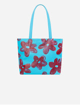 Immaculate Vegan - Estimon Estimon x Kuta House Vegan Grape Leather Shopper Bag | Wild Flowers Turquoise