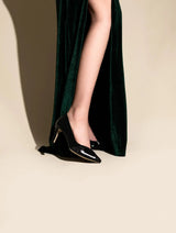 Immaculate Vegan - AGAZI Ivo Midi Vegan Mushroom Leather Heels | Black Glitter