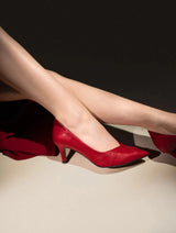 Immaculate Vegan - AGAZI IVO MIDI matte red – vegan high heels made of mushroom leather