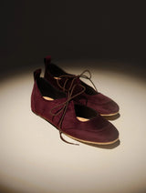 Immaculate Vegan - AGAZI Louise Vegan Ballerina Flats | Velvet Burgundy
