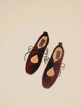 Immaculate Vegan - AGAZI Louise Vegan Ballerina Flats | Velvet Burgundy