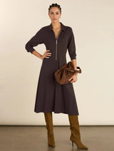 Immaculate Vegan - Baukjen Mariposa Ponte Midi Dress | Dark Chocolate