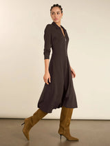 Immaculate Vegan - Baukjen Mariposa Ponte Midi Dress | Dark Chocolate