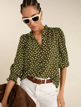 Immaculate Vegan - Baukjen Cela Printed Blouse | Olive