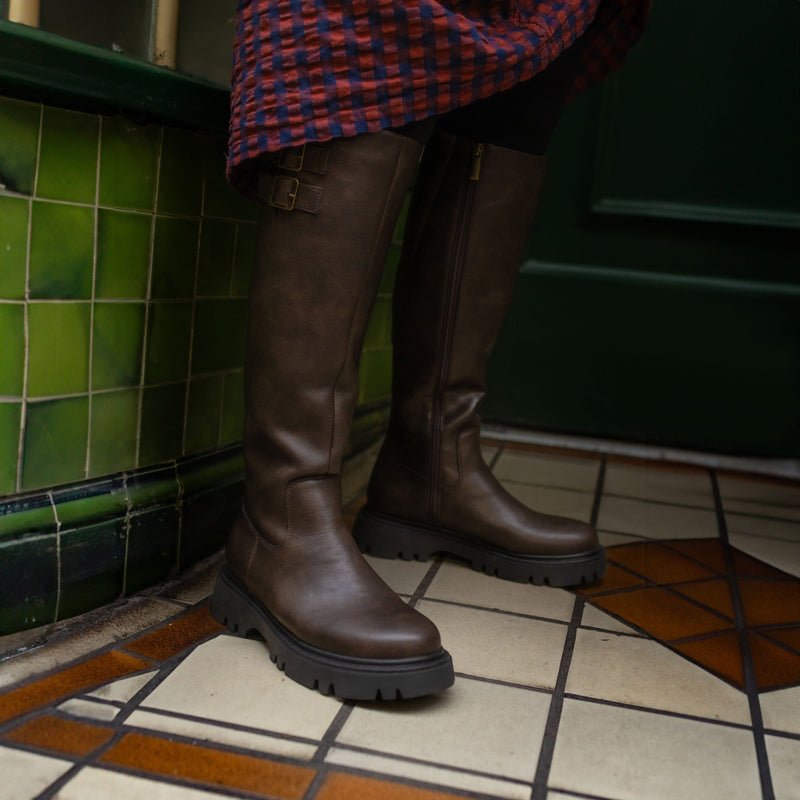 Bram Women's Vegan Leather Knee High Boots | Brown