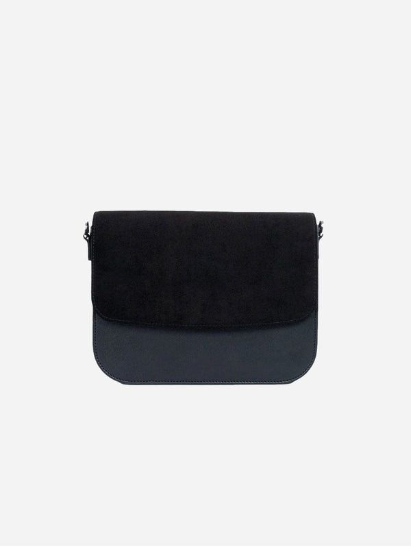 Ashoka Paris Apple Leather & Suede Brigitte Vegan Shoulder Bag | Black