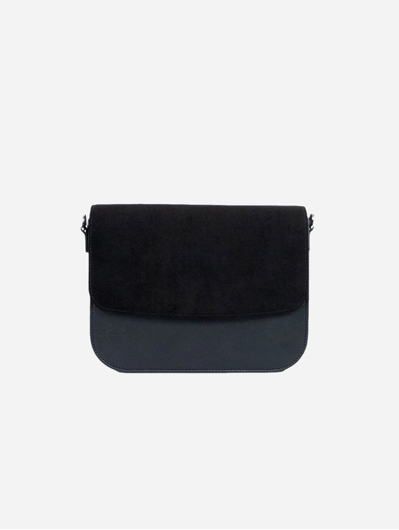 Ashoka Paris Apple Leather & Suede Brigitte Vegan Shoulder Bag | Black