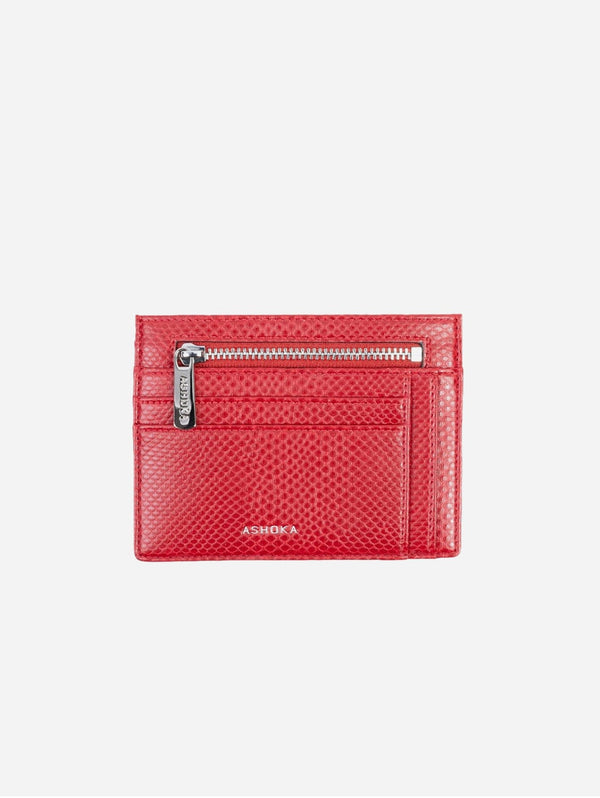 ASHOKA Paris Porte-Cartes Zippé Uppeal™ Lézard Rouge
