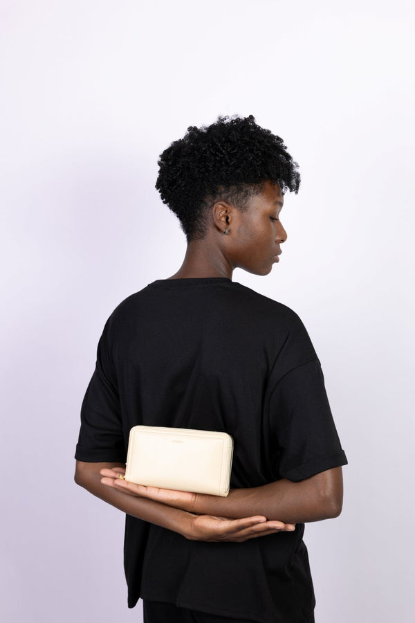 ASHOKA Paris Portefeuille-Compagnon Couture Bambou Sable