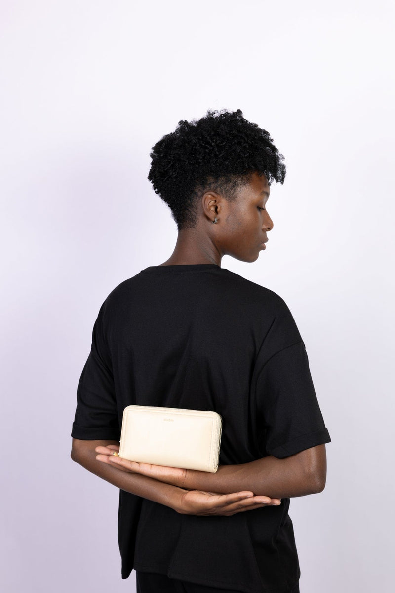 ASHOKA Paris Portefeuille-Compagnon Couture Bambou Sable