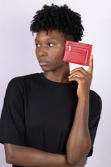 Immaculate Vegan - ASHOKA Paris Porte-Cartes Zippé Uppeal™ Lézard Rouge