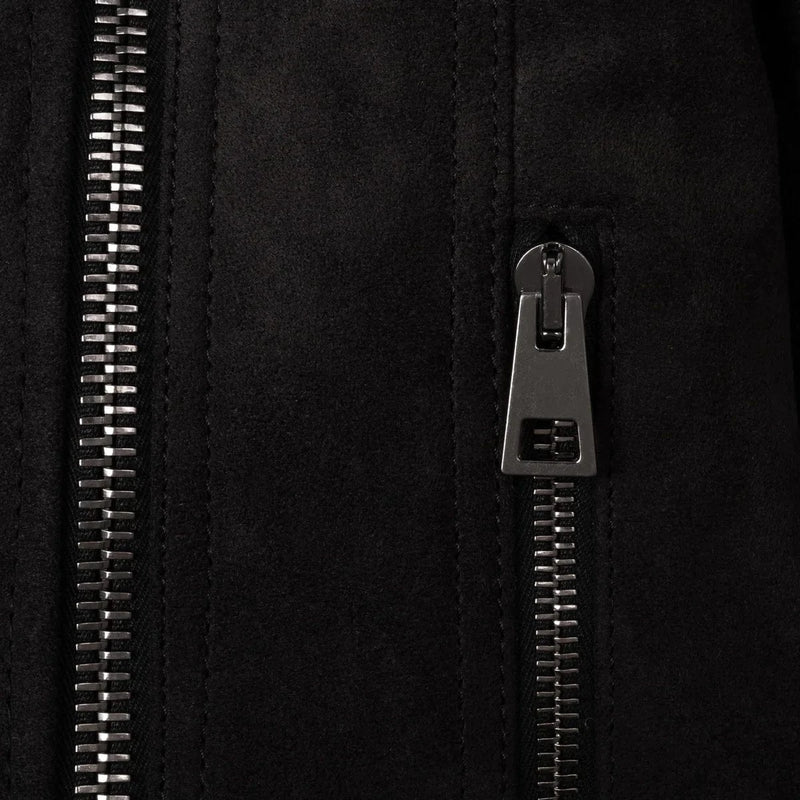 Eloquere Rockstar Vegan Suede Biker Jacket | Black