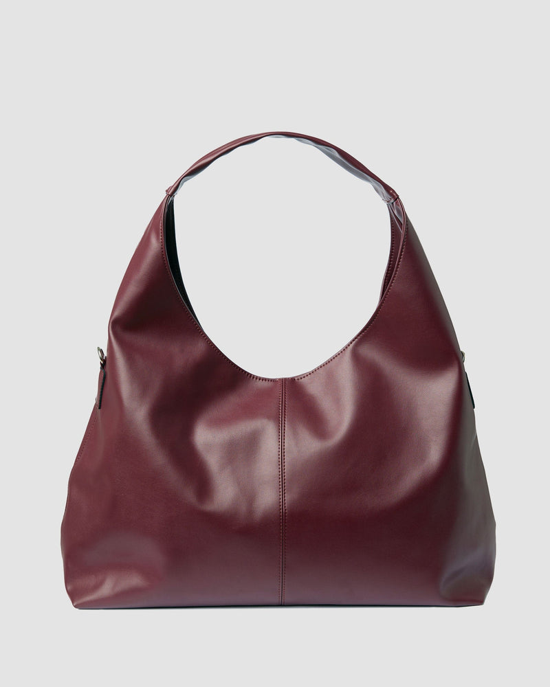 Bohema Bohema Grape Leather Vegan Slouchy Tote Bag | Burgundy