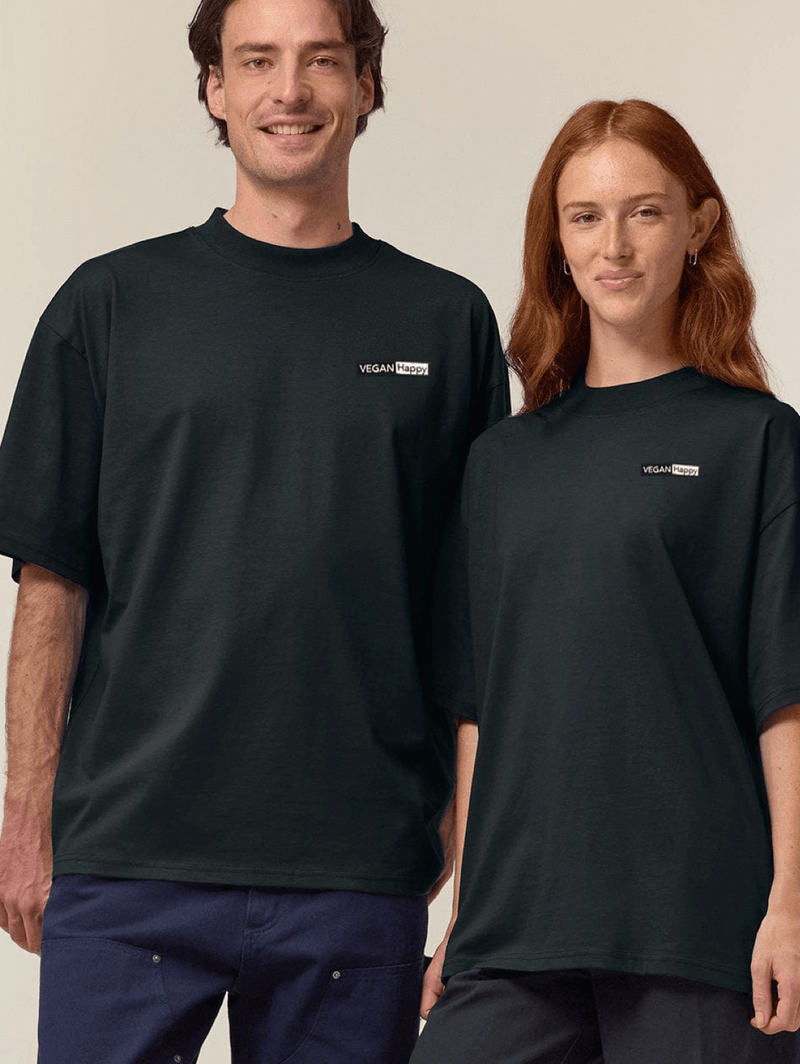 VEGAN Happy Unisex Blaster 2.0 T-Shirt | Multiple Colours Black / XXS 32/34"