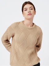 Immaculate Vegan - Mila.Vert Knitted Organic Cotton Rhomb Jumper | Sand