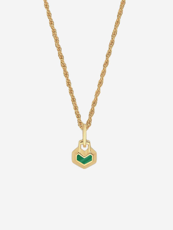 Under Her Eyes Mini Daryl 18k Gold Plated 22" Chain Necklace | Malachite Gold / 18k Gold Plated Silver