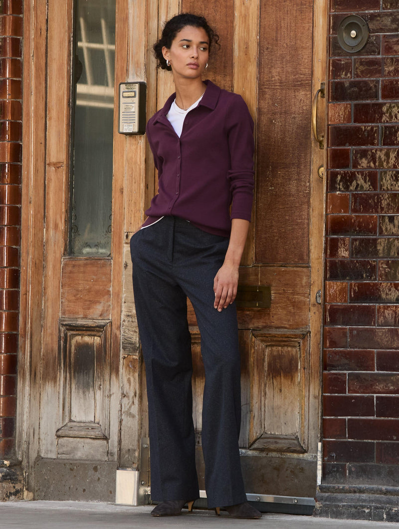 Susan Organic Cotton Button Down Top | Plum
