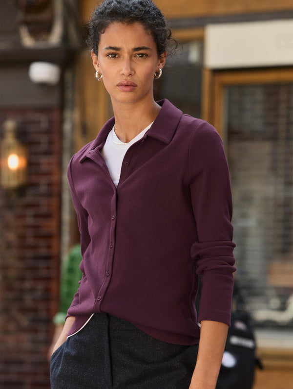 Susan Organic Cotton Button Down Top | Plum