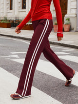 Immaculate Vegan - Baukjen Tippi Side Stripe Trousers | Burgundy & Soft White