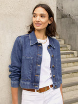 Immaculate Vegan - Kristi Organic Cotton Cropped Denim Jacket | mid Wash Indigo