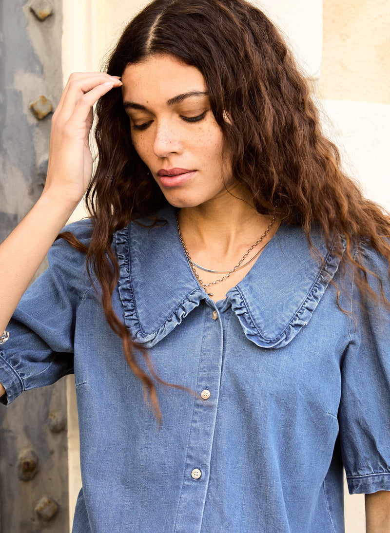 Baukjen Dani Organic Denim Collar Blouse