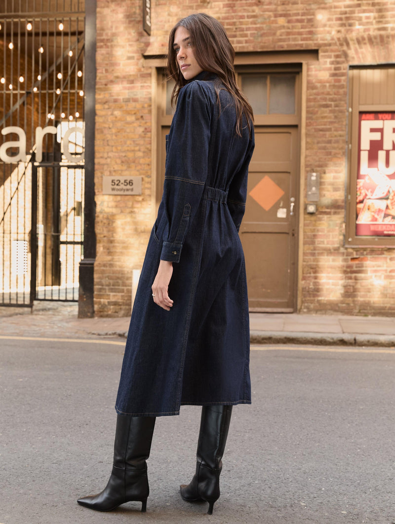 Channing Organic Denim Midi Dress | Dark Denim