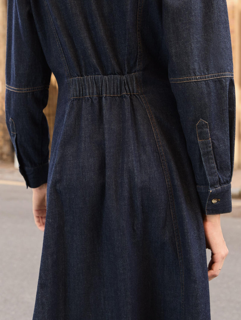 Channing Organic Denim Midi Dress | Dark Denim