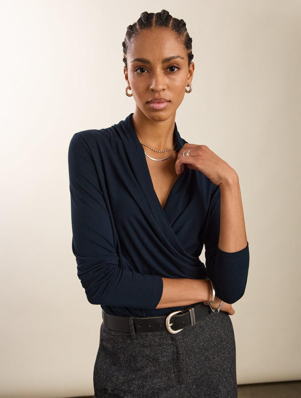 Gylda Wrap Top | Classic Navy