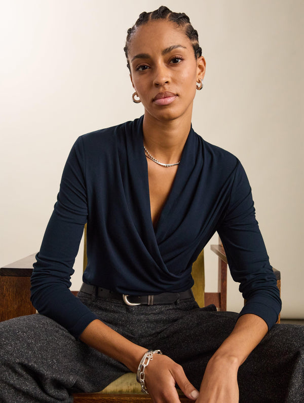 Gylda Wrap Top | Classic Navy