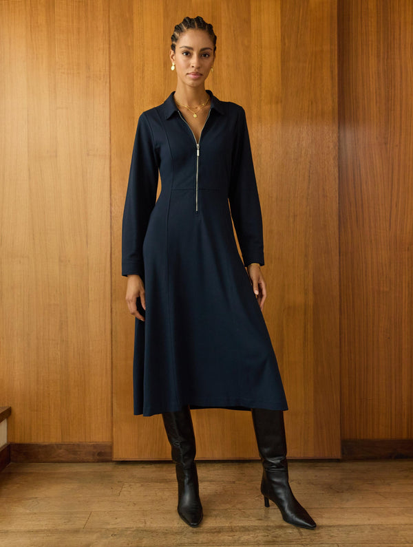 Mariposa Ponte Midi Dress | Navy