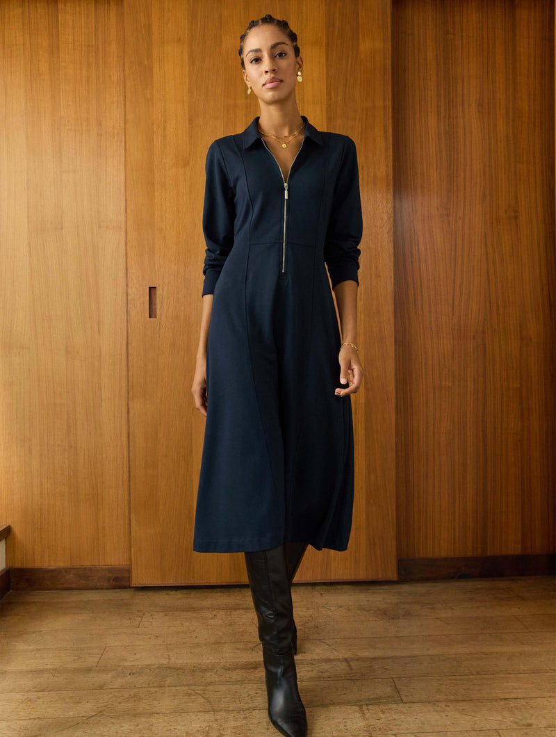 Mariposa Ponte Midi Dress | Navy
