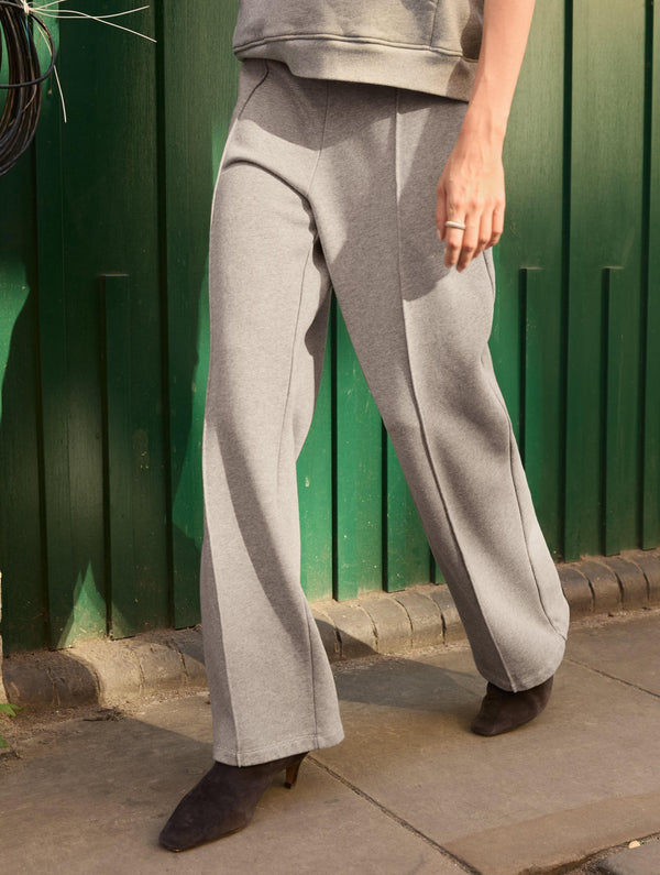 Bergan Organic Cotton Wide Leg Joggers | Grey Marl