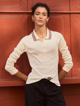 Immaculate Vegan - Cameron Organic Cotton Stripe Collar Top | Cream