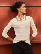 Immaculate Vegan - Cameron Organic Cotton Stripe Collar Top | Cream