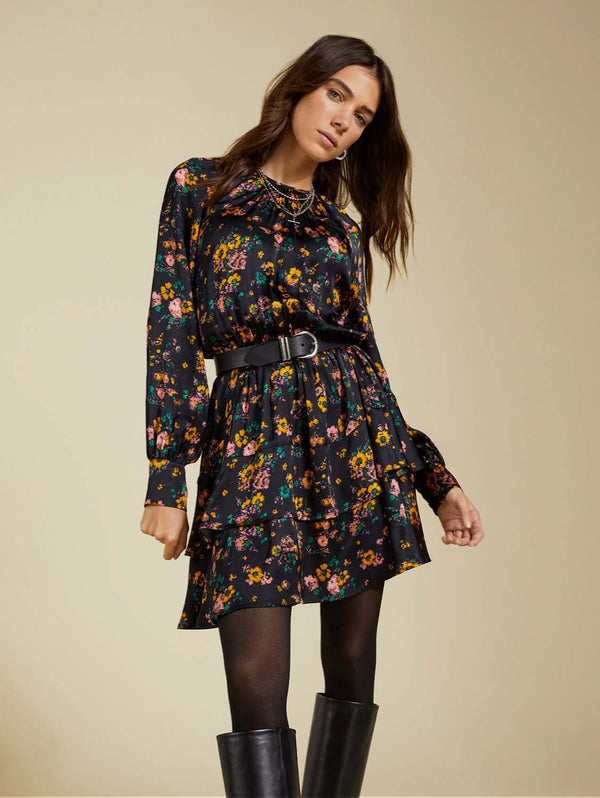 Isolde LENZING™ ECOVERO™ Printed Mini Dress | Black Vintage Floral