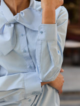 Immaculate Vegan - Kai Organic Cotton Tie Neck Shirt | Ice Blue