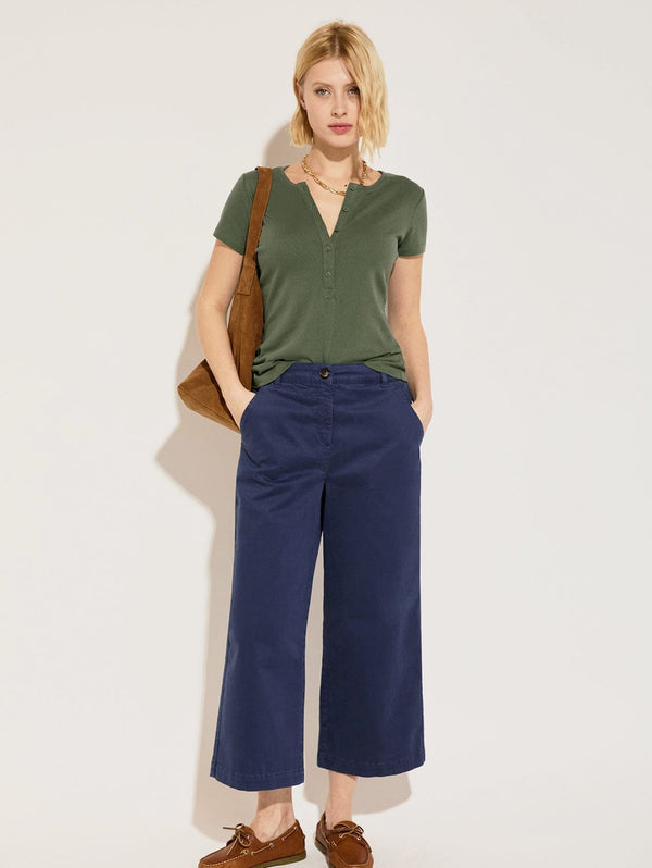 Brielle Organic Cotton Wide Leg Trousers | Deep Indigo