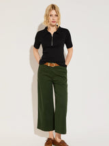 Immaculate Vegan - Brielle Organic Cotton Wide Leg Trousers | Deep Khaki