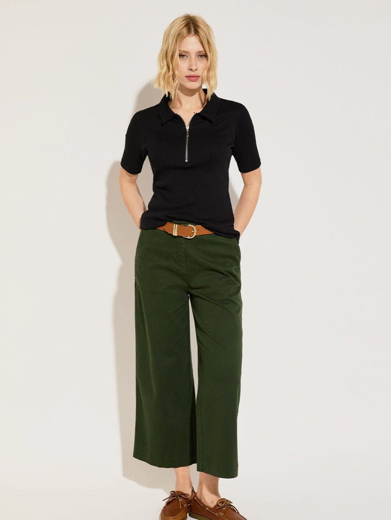 Brielle Organic Cotton Wide Leg Trousers | Deep Khaki