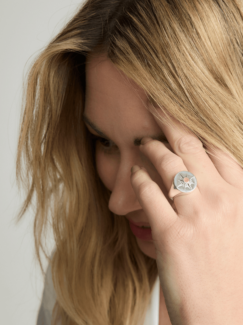 Under Her Eyes ASTRID RING <br> Sterling Silver - Pink Rhodochrosite