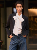 Immaculate Vegan - Araya Organic Cotton Bow Neck Blouse | Pure White