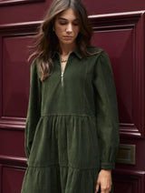 Immaculate Vegan - Jean Organic Corduroy Midi Dress | Deep Khaki