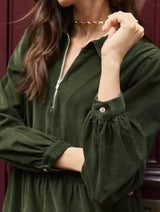 Immaculate Vegan - Jean Organic Corduroy Midi Dress | Deep Khaki