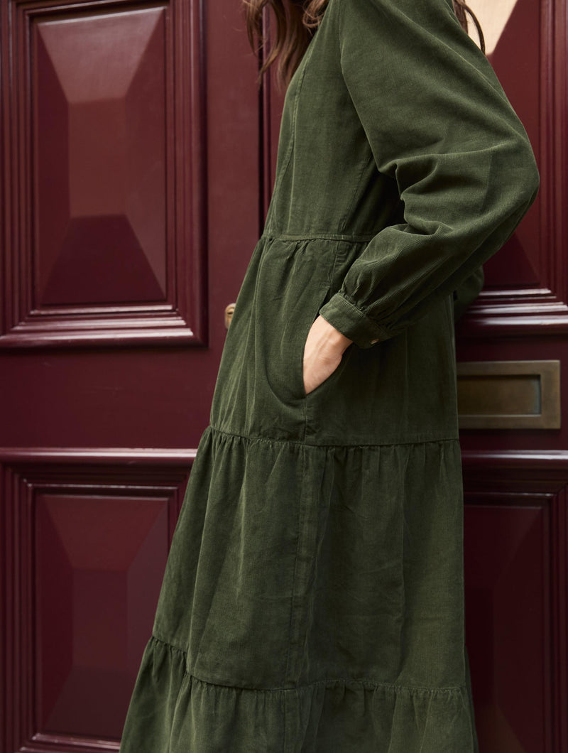 Jean Organic Corduroy Midi Dress | Deep Khaki